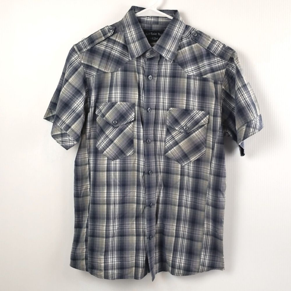 Red Level Nine men's Gray Plaid Shirt size Small